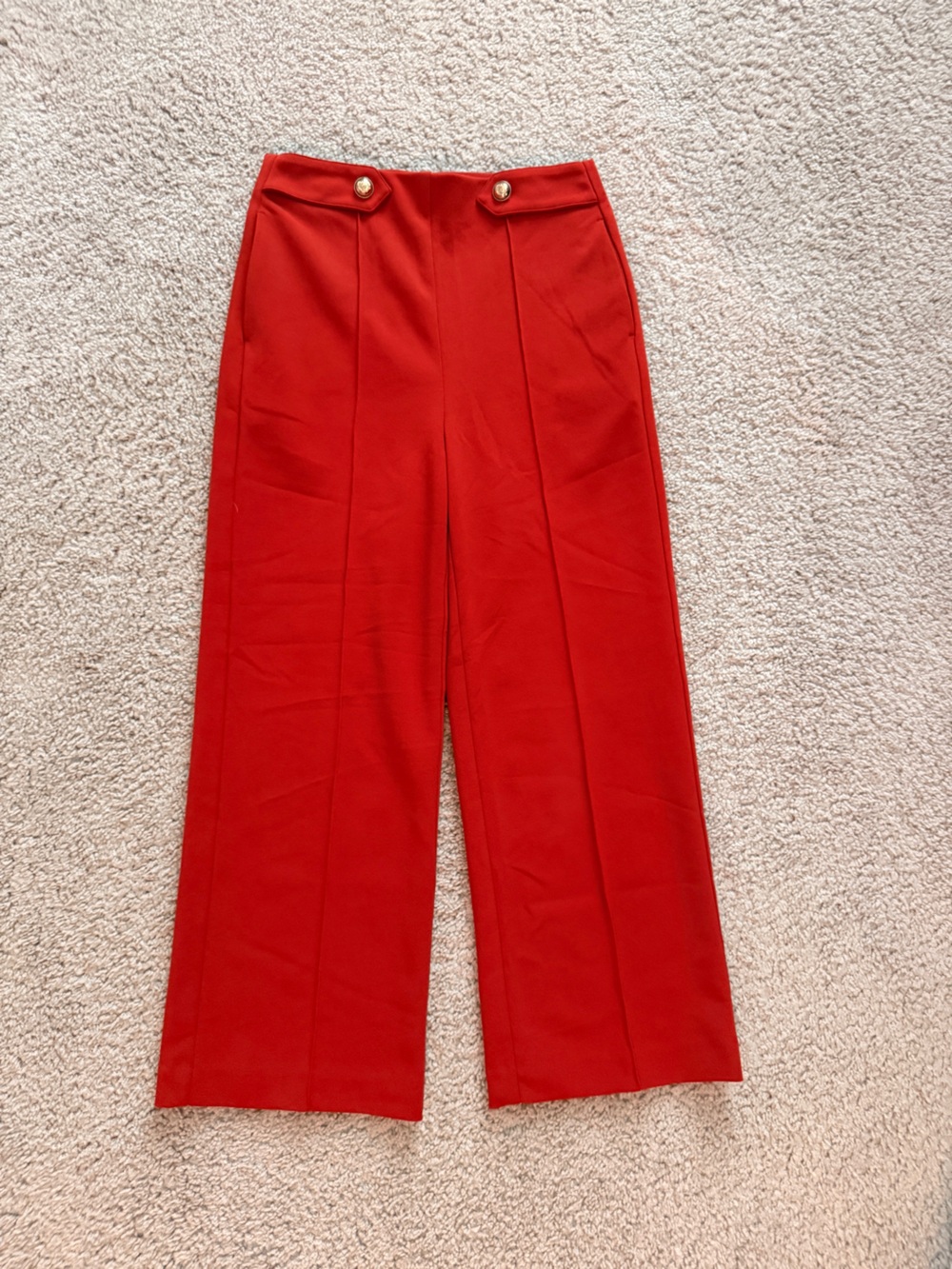Jules & Leopold Vibrant Red High-Waist Wide-Leg Trousers
